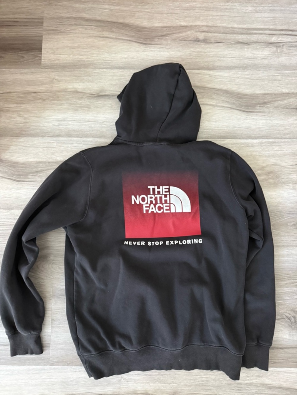 The North Face Black Hoodie with Red Gradient Logo